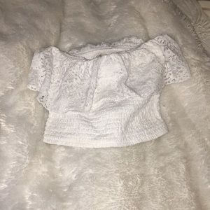 White lace crop top